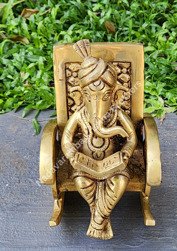 Chair Ganesh Reading Book 6 inch - Image 3