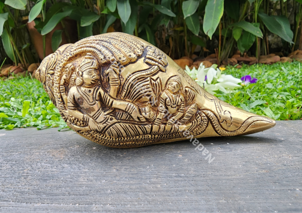 Brass Shankh Vishnu and Lakshmi