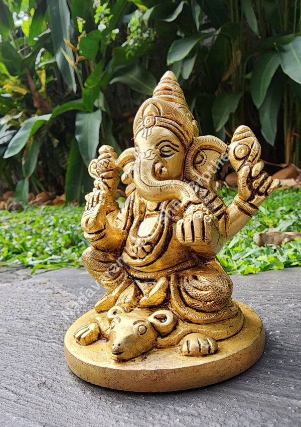Brass Ganesha Idol 5 inch - Image 3