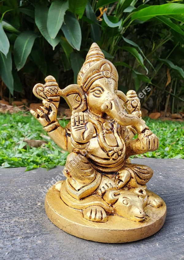 Brass Ganesha Idol 5 inch - Image 2