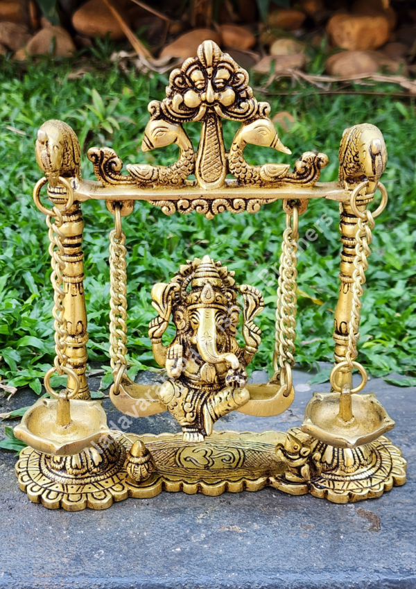 Shree Ganesh on Swing with Lamp - Image 4