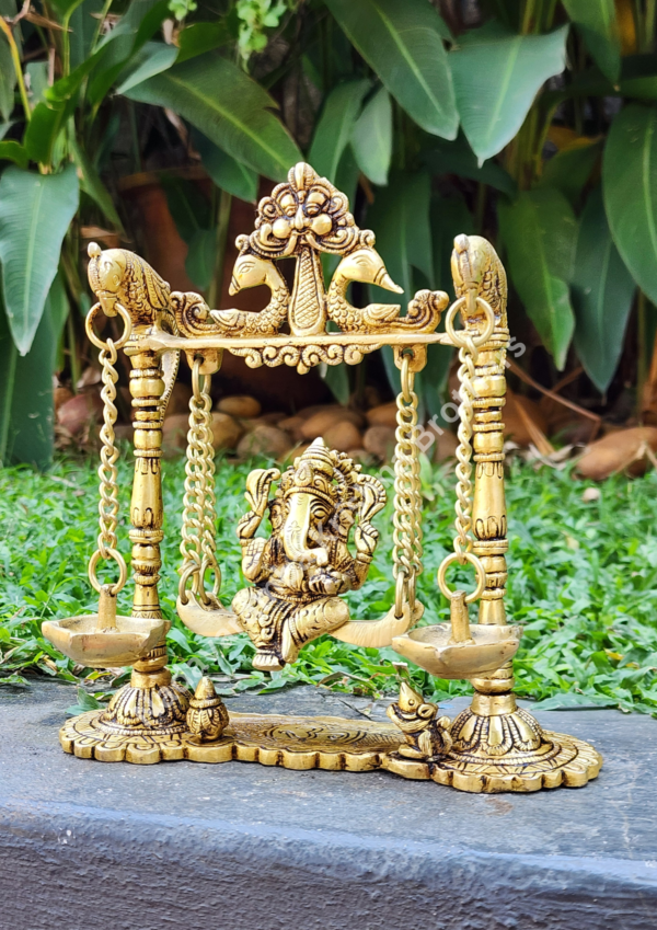Shree Ganesh on Swing with Lamp - Image 3