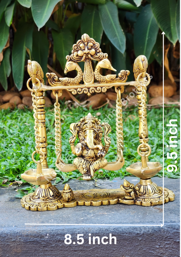 Shree Ganesh on Swing with Lamp - Image 2