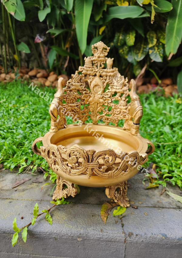 Brass Decor Urli with Elephants