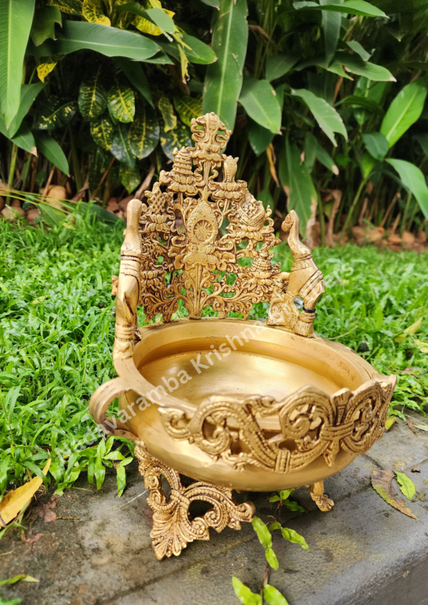 Brass Decor Urli with Elephants - Image 4