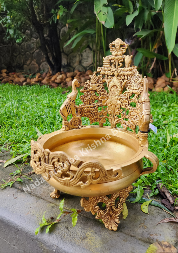 Brass Decor Urli with Elephants - Image 3