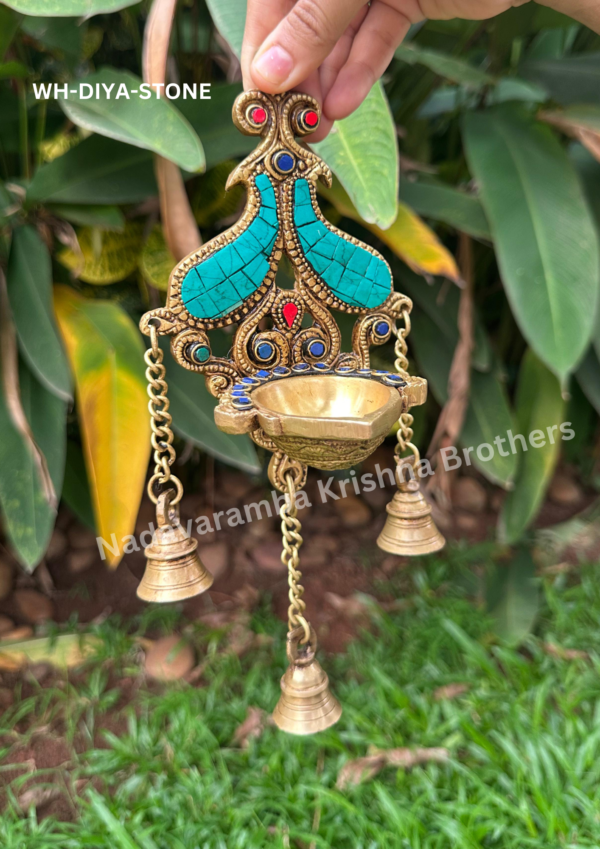 Wall Hanging Diya embedded with Stone (WH-DIYA-STONE) - Image 3