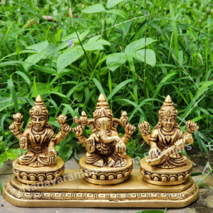 Brass Lakshmi, Ganesha, Saraswati Idol Set (SC-3783)