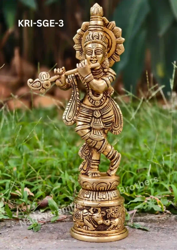 krishna SF round base cow engraved 8 inch