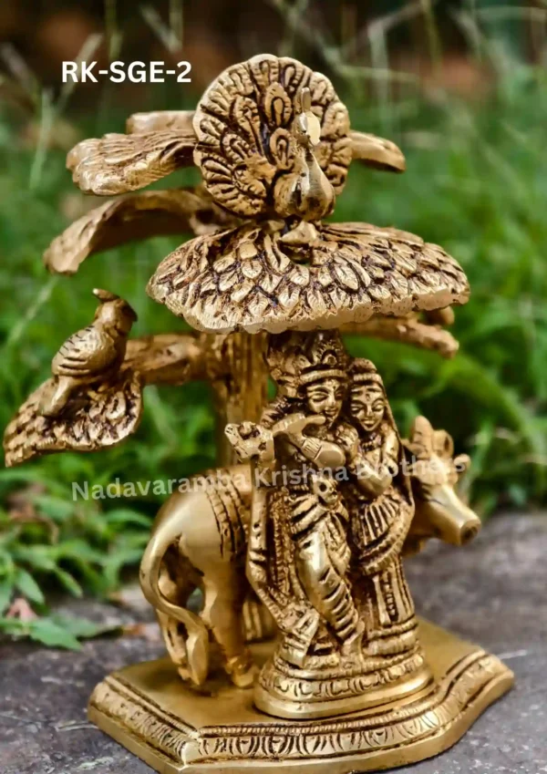 Radhakrishna Cow Under a Small Tree (RK-SGE-2) - Image 3
