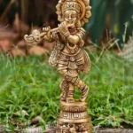 Krishna SF Round Base Cow Engraved 8 inch (KRI-SGE-3)
