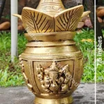 Lakshmi and Ganesha Engraved Bronze Kalash/Poornakumbam