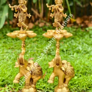 krishna standing on top of elephant decor lamp