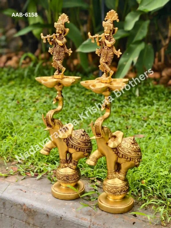 Krishna Standing On Top Of Elephant Decor Lamp (AAB-6158) - Image 5
