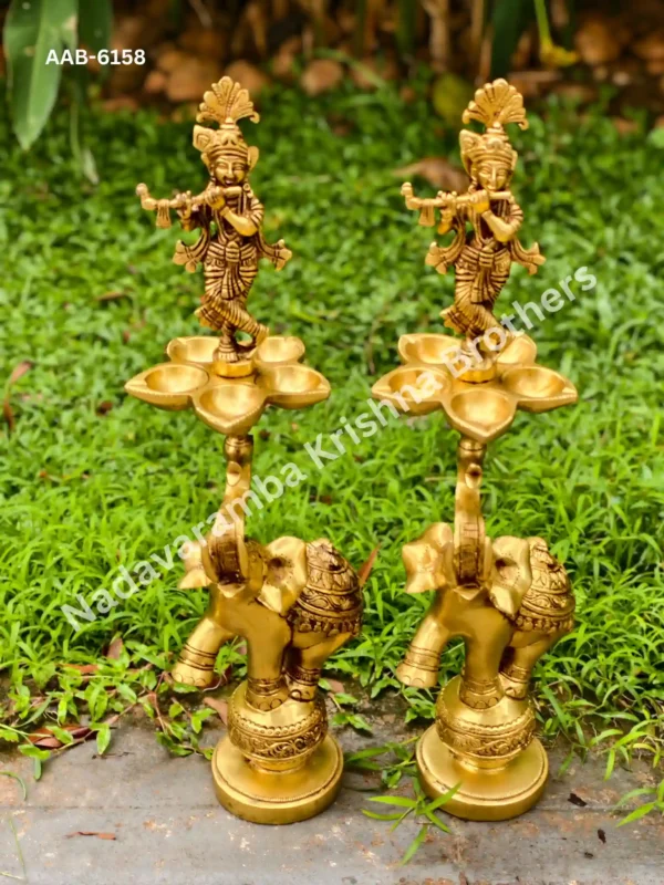 Krishna Standing On Top Of Elephant Decor Lamp (AAB-6158) - Image 3