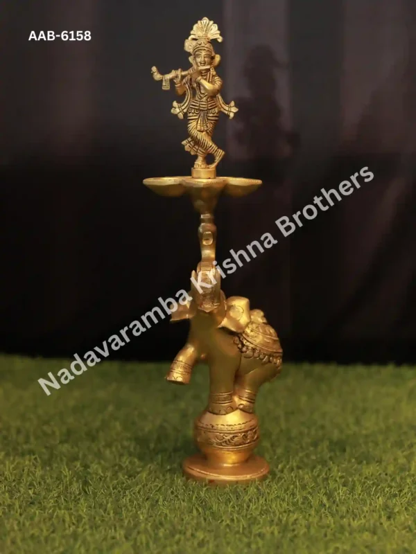 Krishna Standing On Top Of Elephant Decor Lamp (AAB-6158) - Image 2