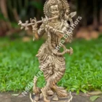 Krishna With Peacock, Lotus Base, Medium Fine